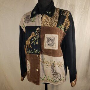 TANTRUMS Black Brown Safari Patchwork Shirt Jacket Size Small